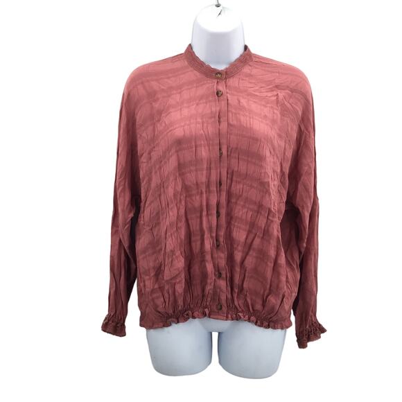 Wit & Wisdom Women's Button Up Blouse Top Long Sleeves Coral Size X-Small NWT - Picture 1 of 6